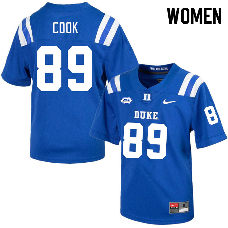 Women #89 Apollos Cook Duke Blue Devils College Football Jerseys Stitched-Royal